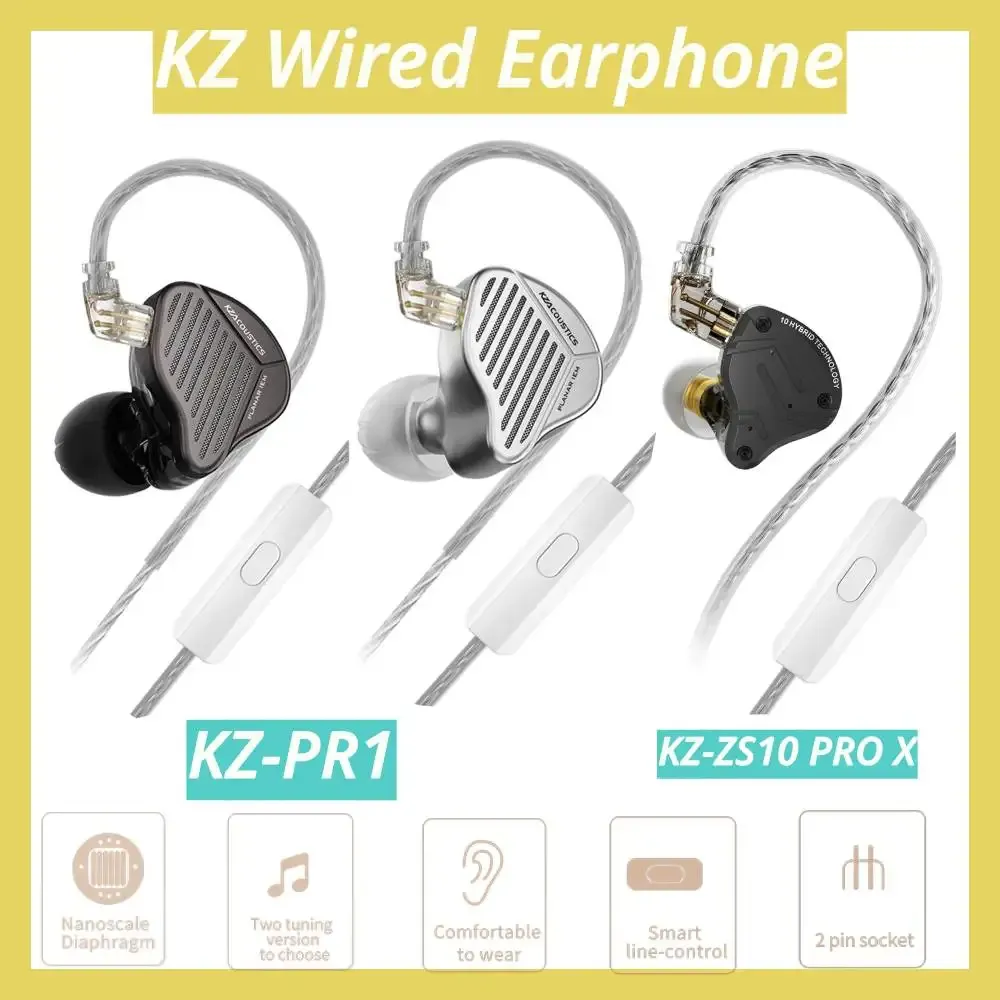 Écouteurs KZPR1 KZZS10 PRO X Inear 3.5mm écouteurs filaires casque de musique HiFi suppression du bruit écouteurs de sport casque avec Microphone