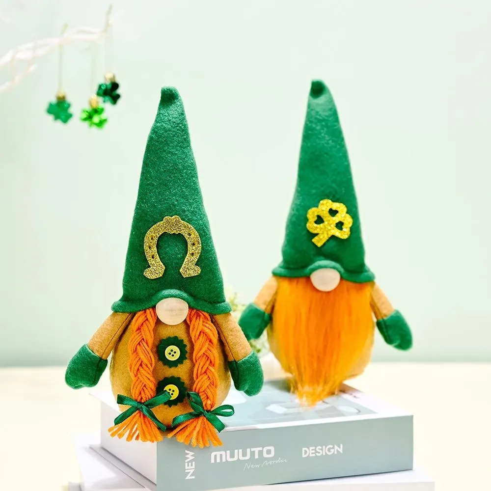 Świąteczne dekoracje na dzień St.Patrick Gnome Pluszowe ręcznie robione bez twarzy stolik lalek