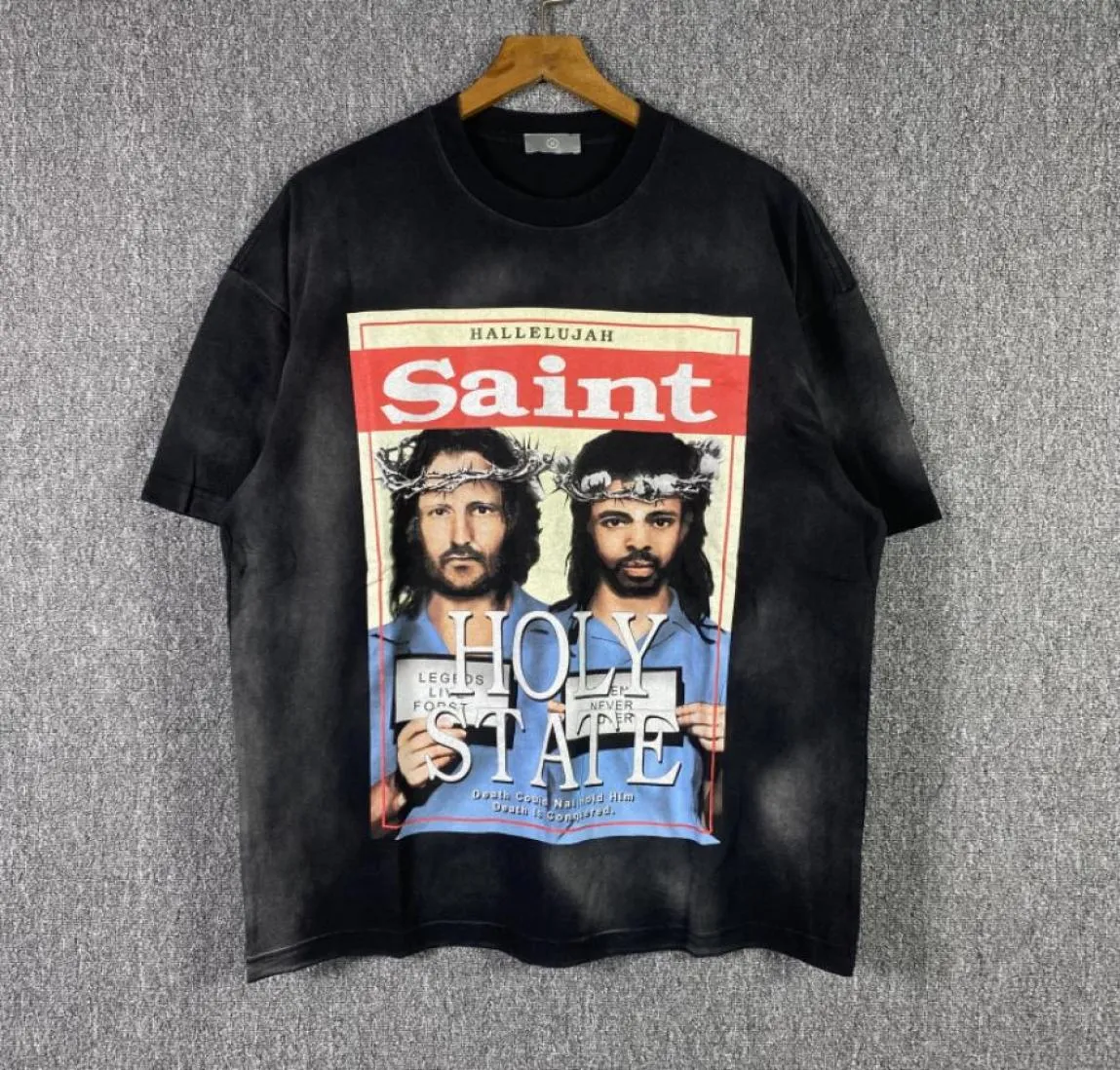 T-shirts Tee Apparel Mannen Dames Vintage Korte Mouw Saint Gedrukt Hoge Kwaliteit T-shirt Real Pics2199878