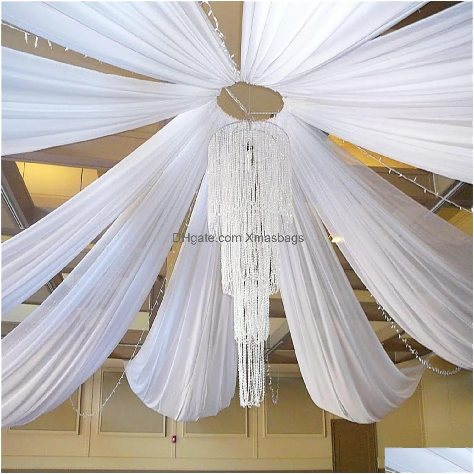 Altre forniture per feste per eventi Abito da sposa bianco Tende da soffitto Tetto a baldacchino Decor Dra Tessuto Tenda in chiffon per la cerimonia Palcoscenico El D Dhg3N