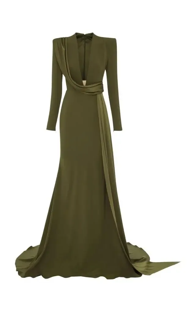green emerald velvet dress Dakota Crepe Dress
