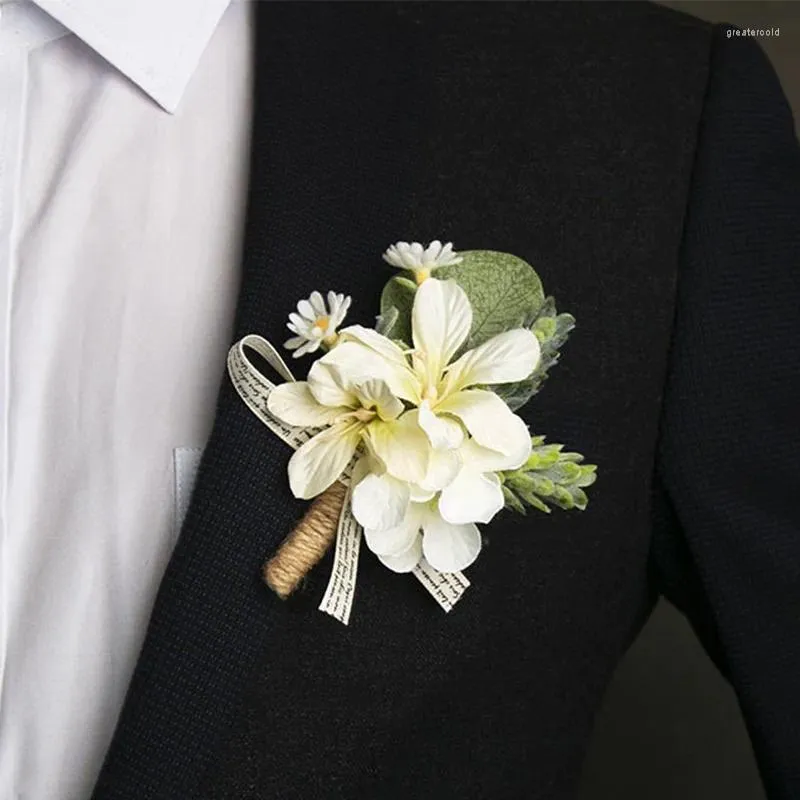 Brooches 1pc Bridesmaids Groomsmen Wedding Groom Bride Rose Beige Corsage