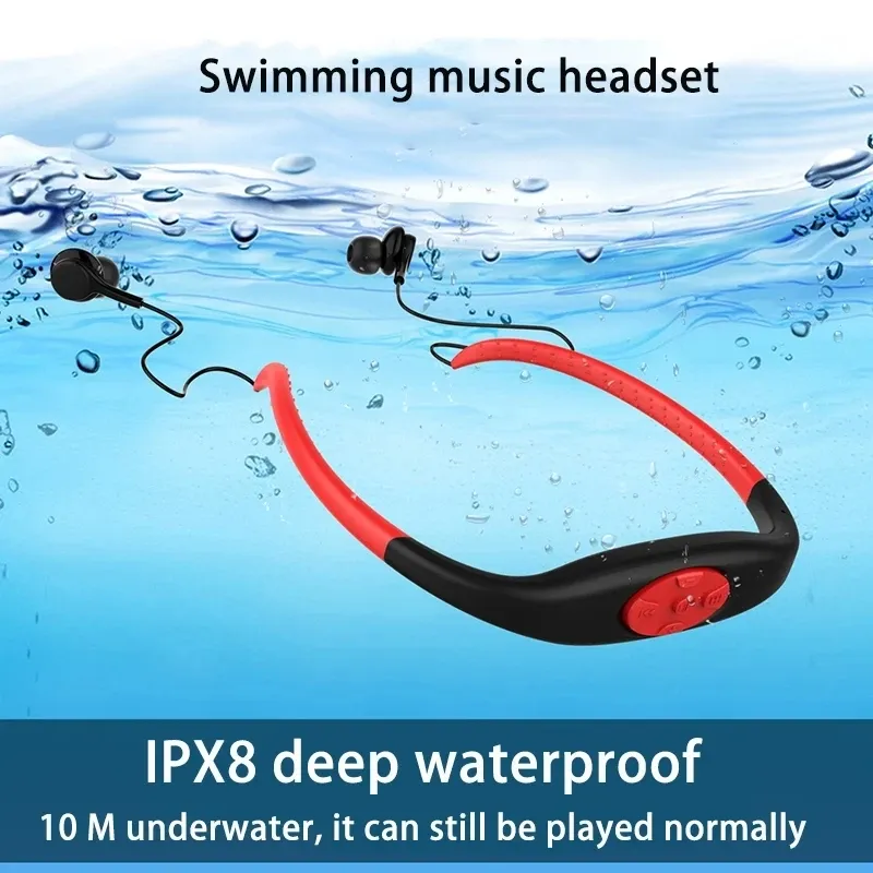 Плеер Водонепроницаемые Bluetooth-наушники IPX8 Дайвинг Плавание Серфинг Беспроводной спортивный mp3-плеер с креплением на голову FM-радио Гарнитура Музыкальный плеер