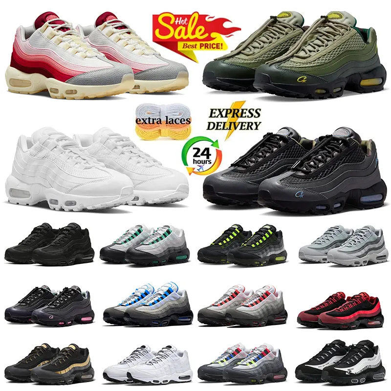 OG 95 Running Shoes Homens Mulheres 95s Triplo Preto Branco Neon Universidade Azul Rosa Beam Stadium Verde Escuro Beterraba Criado Tour Amarelo Mens Treinadores Sapatilhas Ao Ar Livre