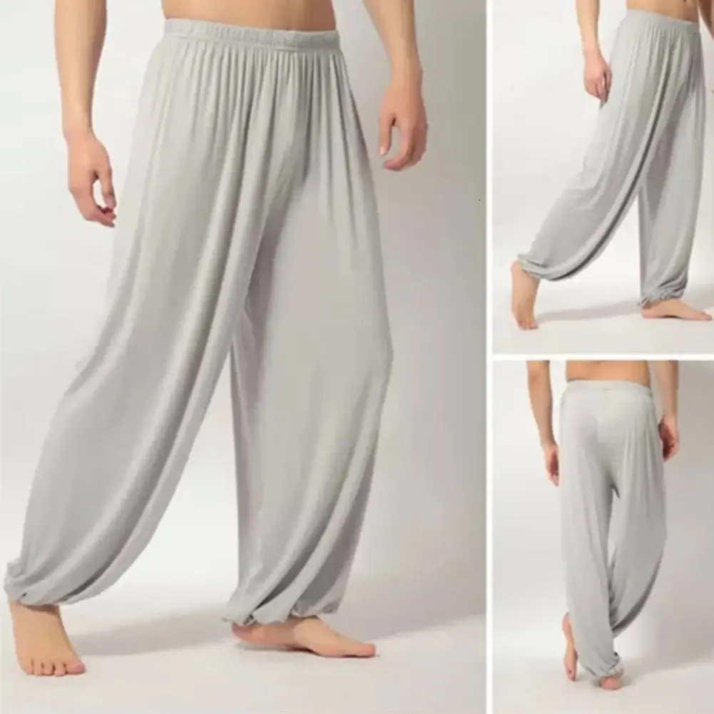 Pure Color Loose Straight Pants Men Sweatpants Modal Casual Spring Long Trousers Sport Yoga Trendy Dance Clothing 240321