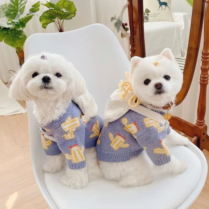 Tröjor hokerbat lila kaktus husdjur tröja neddy pomeranian vip schnauzer maltesisk katt bichon hundkläder