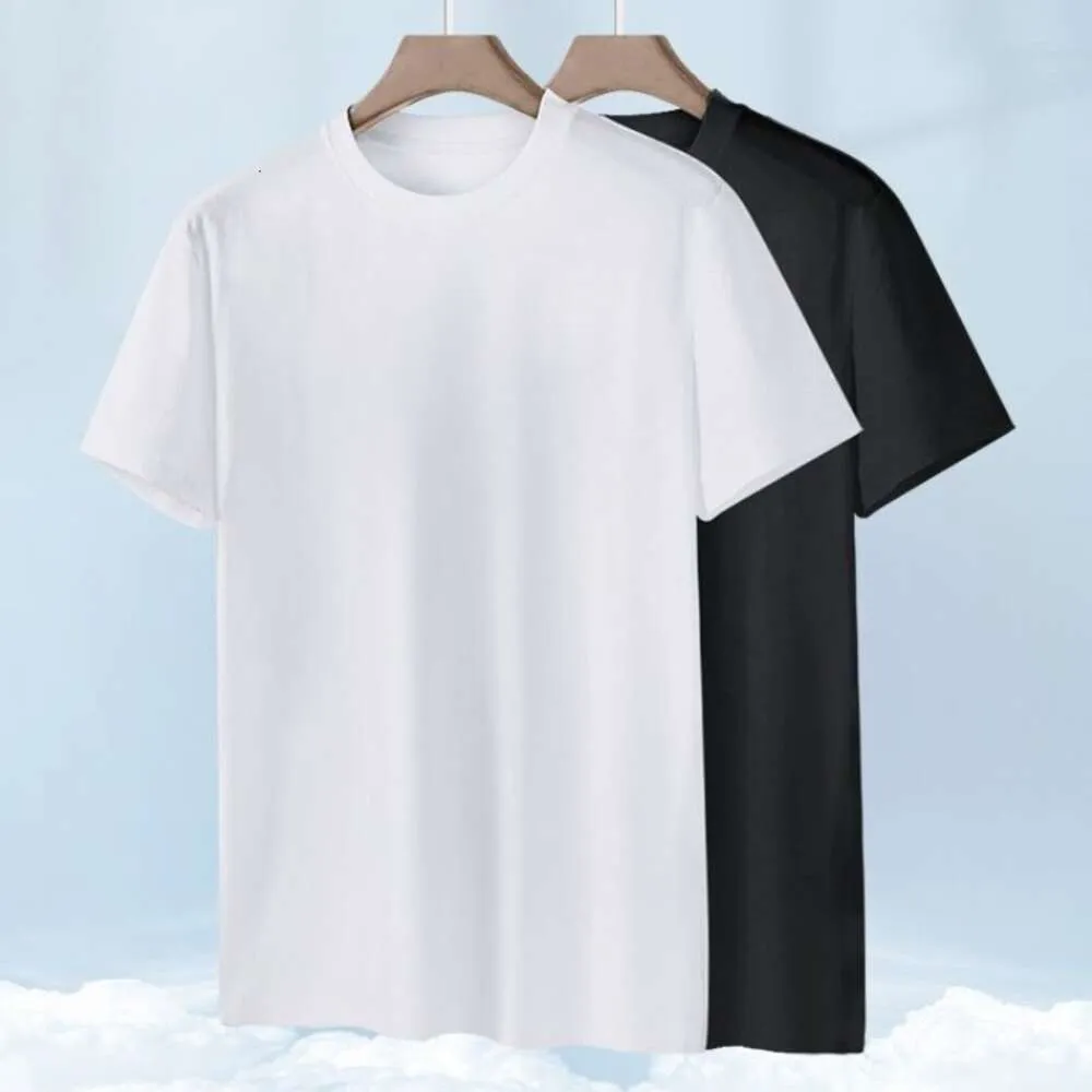 Suning Live Popular 220G Solid Color Short Sleeved T-Shirt Men's Shoulder Edition Combed Cotton Men's And Women's Loose White Bottom