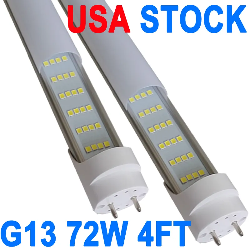 Base G13 4 file 72W 48 pollici NO-RF RM Driver T8 Lampadina tubo fluorescente, luce diurna 6500K, 7200 lumen, base bi-pin G13, copertura lattiginosa AC85-265V crestech