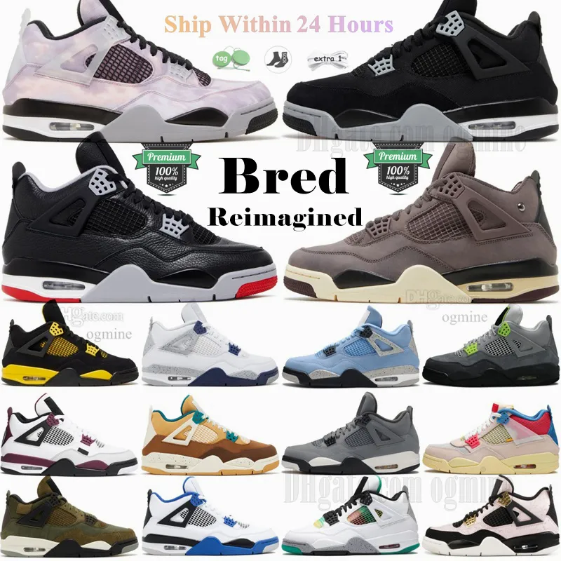 Z Box 4S Dhgates Premium Quality Jump Man Buty Mężczyzn Women Rosła ponownie 4 IV Black Cat Thunder Pine Green Mens Seafoam Running Shuters Sports 36-47