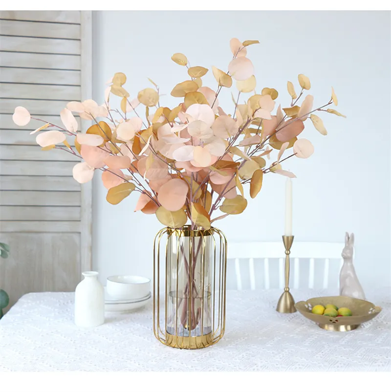 Autumn Artificial Plant Leaves Eucalyptus Long Branch Wedding Home Decoration Flowers Fake Plants DIY Wall Arrangement