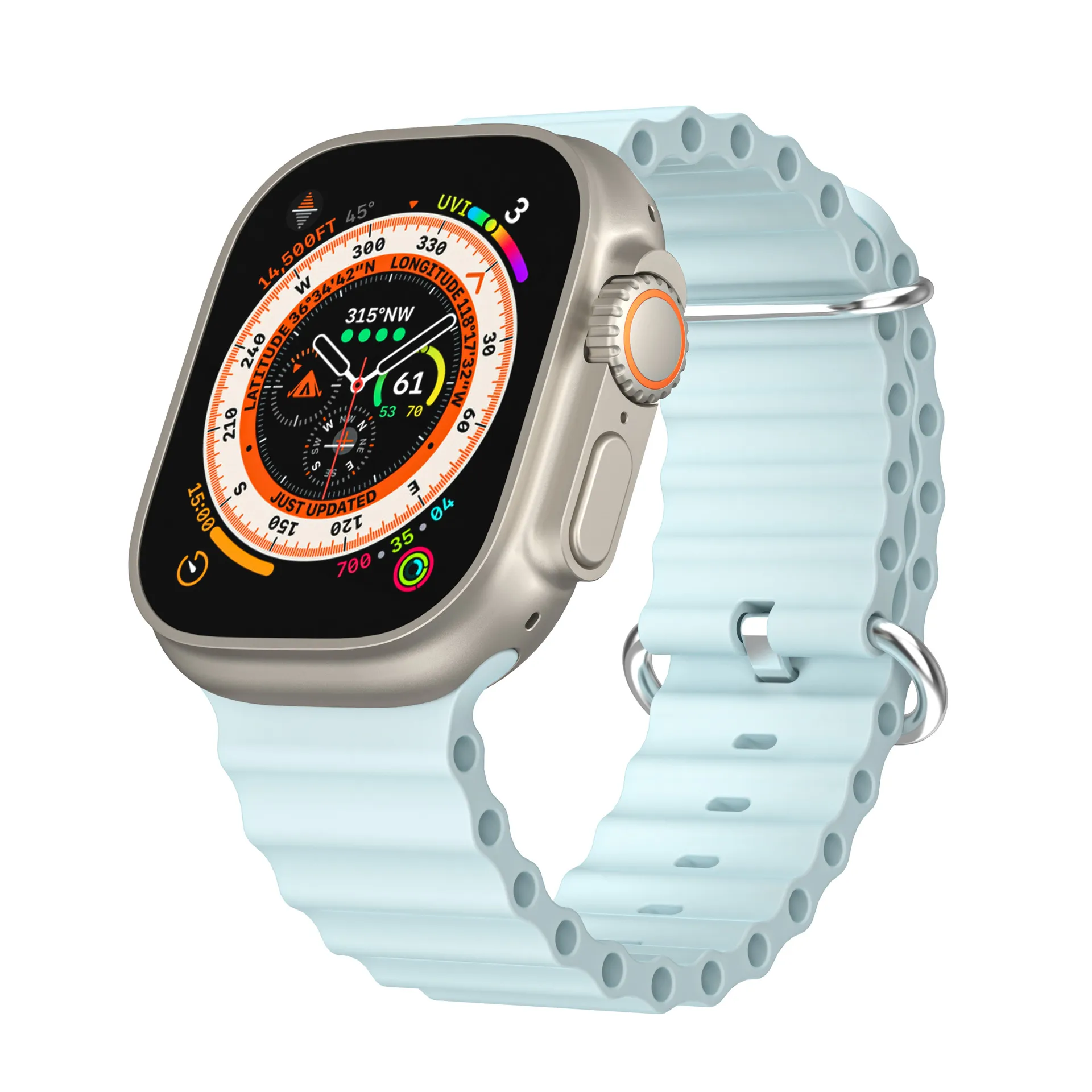 Apple Watch1-8 steht für iwatch8 Ultra Dual Buckle Marine Silikonarmband AW – Marinearmband Silikon Apple Watch Series 1~8 Generation Ultra 38/40/41/42/44/45/49 mm