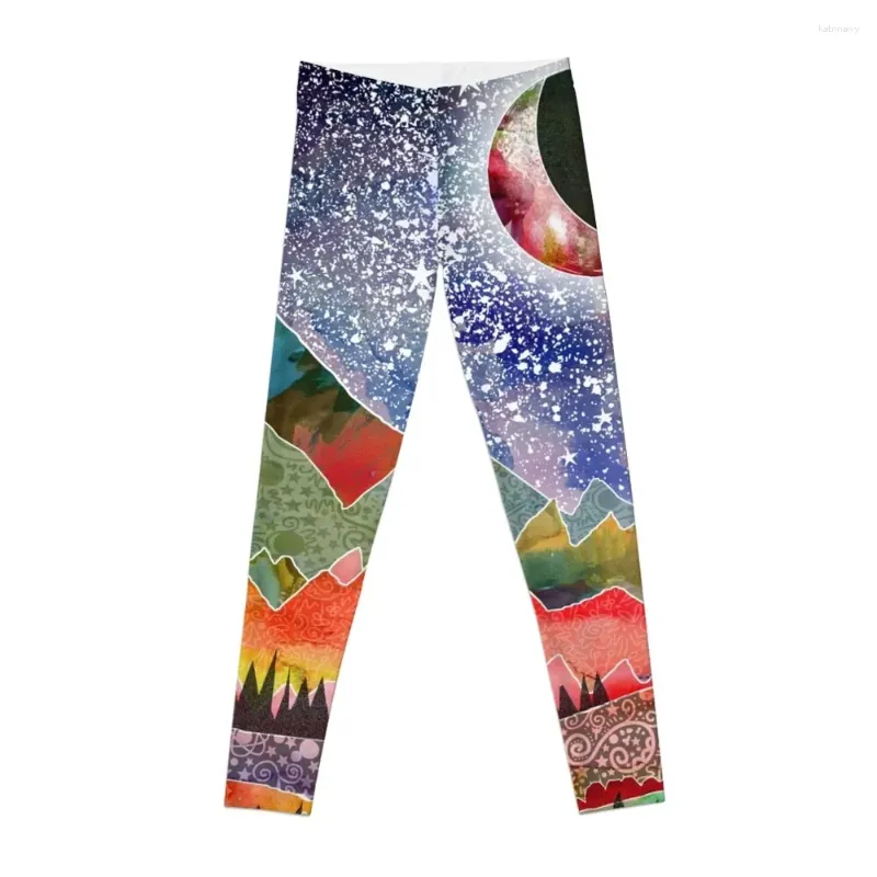 Active Pants Camping Under the Moon Leggings Sportswear Gym Fitness Womens Womens