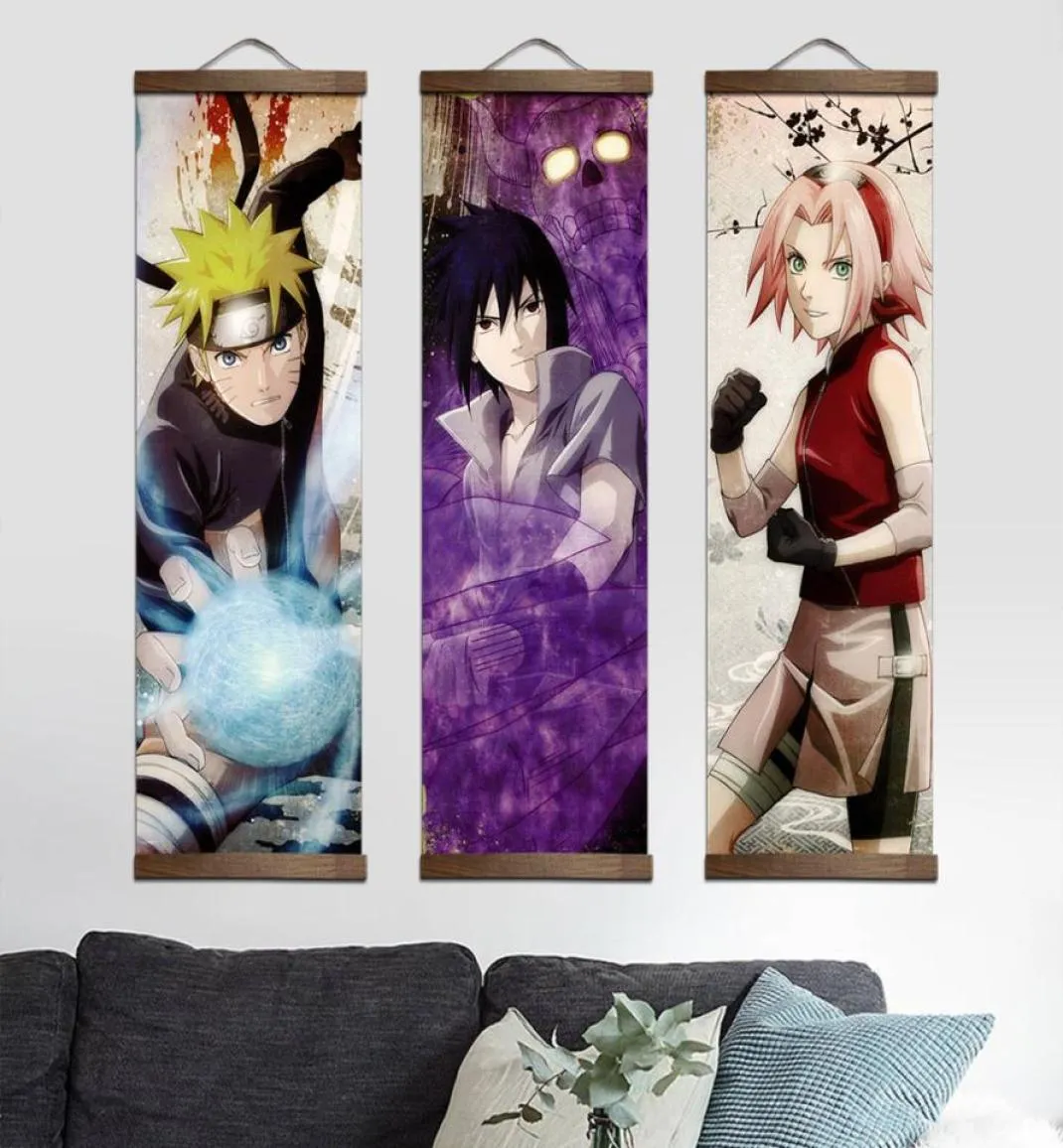 Wholesale Japanese Anime Scroll Painting Kakashi Itachi Uchiha Hanging Wall Art Poster Home Decor Wall Pictures For Living Room3386947