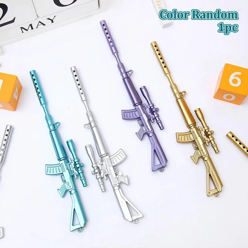 Slumpmässig 1 PC Creative Novelty Colorful Gun Shape Gel Pen Fashion Cool Student Stationery Office School Supplies for Boys Gift