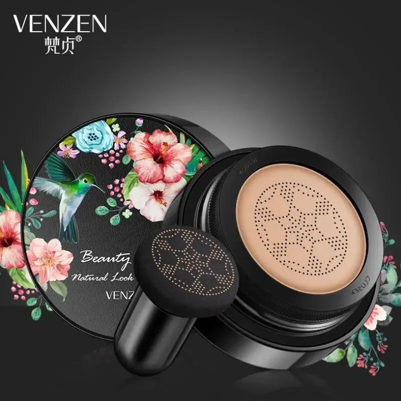 Creams Venzen BB Cream fuktgivande blekning concealer Air Cushion Foundation Oljekontroll Lysande Makeup Svamphuvudverktyg