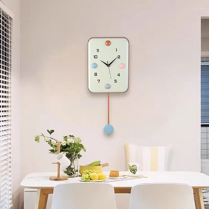 Wall Clocks Modern Household High Appearance Horizontal Rectangular Pure Hand-made Iron Hanging Watch Cream Wind Bedroom Clock