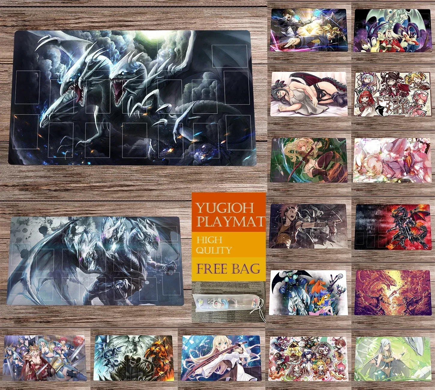 パッドホットYugioh Playmat TCG CCGマットトレーディングカードゲームマットアニメボードゲームプレイマットフリーバッグラバーテーブルデスクパッドマウスパッド60x35cm