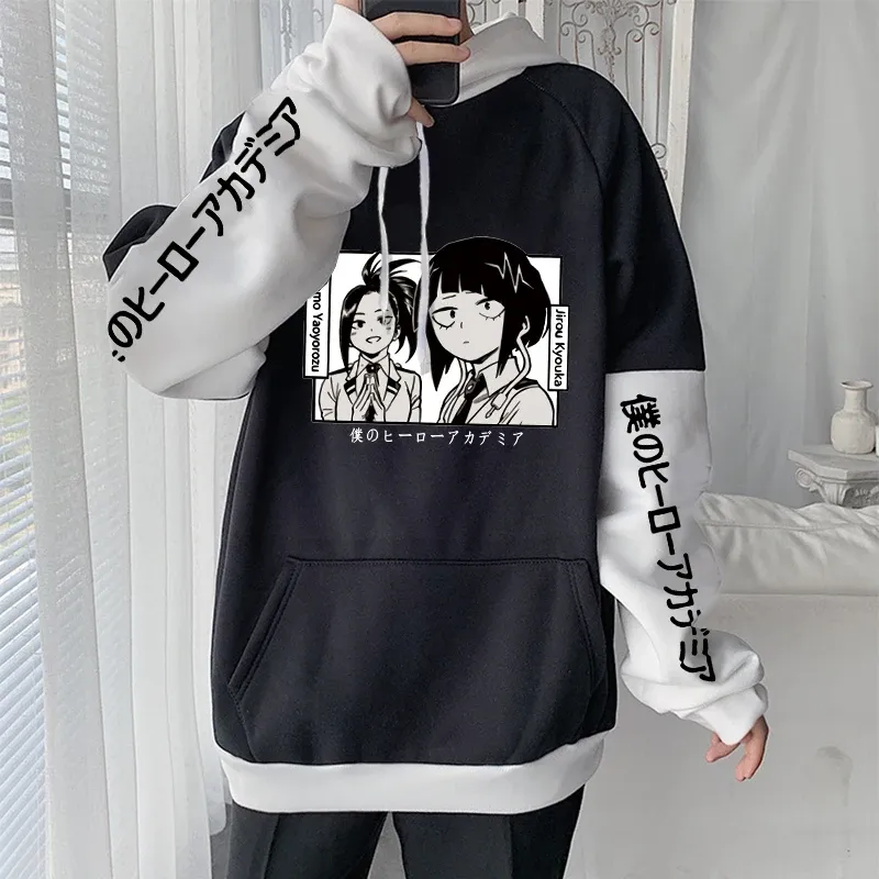 Sweatshirts My Hero Academia Anime Harajuku Hoodies Men Kawaii Jiro Kyoka Momo Yaoyorozu Manga Streetwear Women Patchwork Winter Sweatshirts