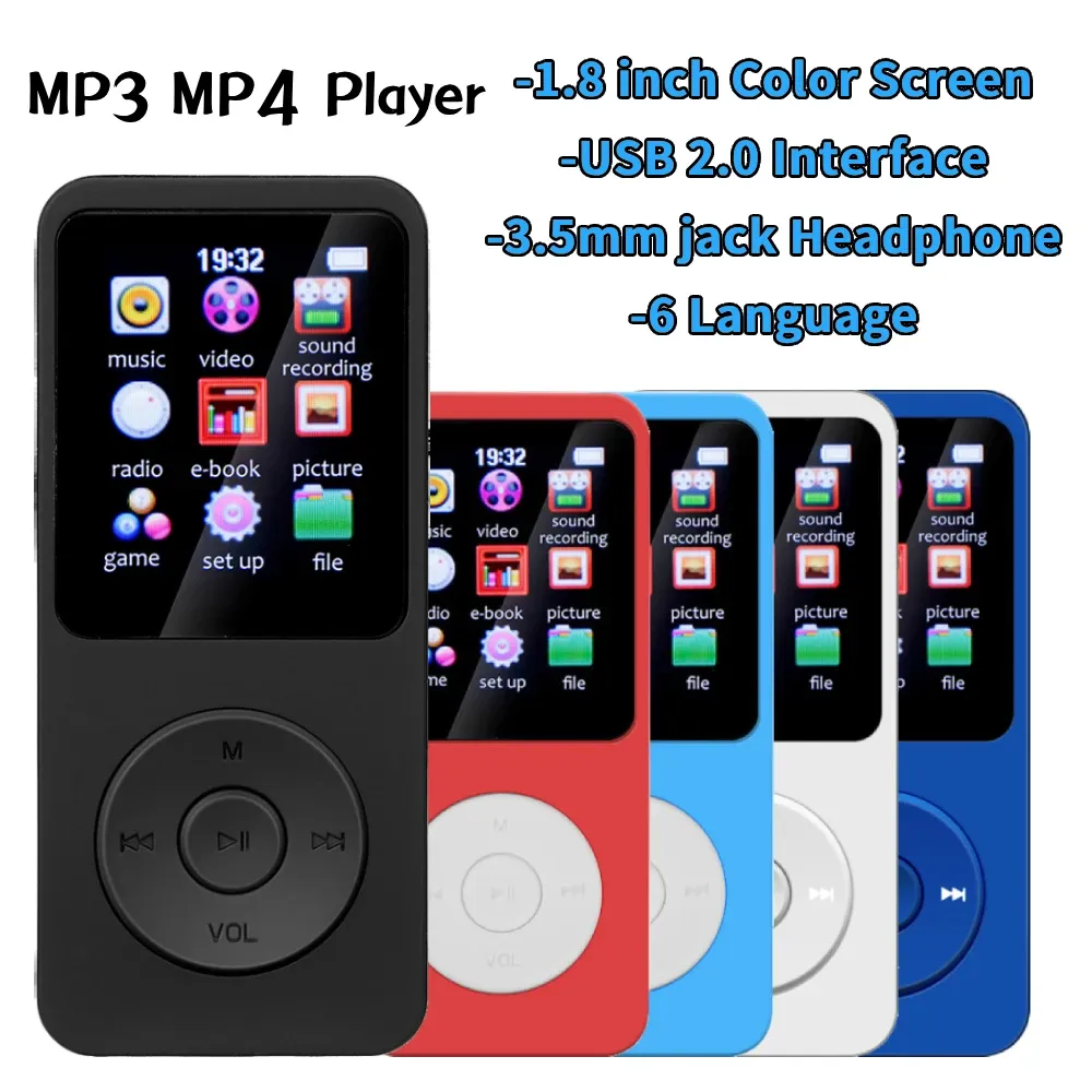 Плеер 1,8-дюймовый цветной экран, мини-Bluetooth, MP3, MP4-плеер, портативная электронная книга, спортивный FM-радио, музыкальный плеер Walkman для Win8/XP/VISTA