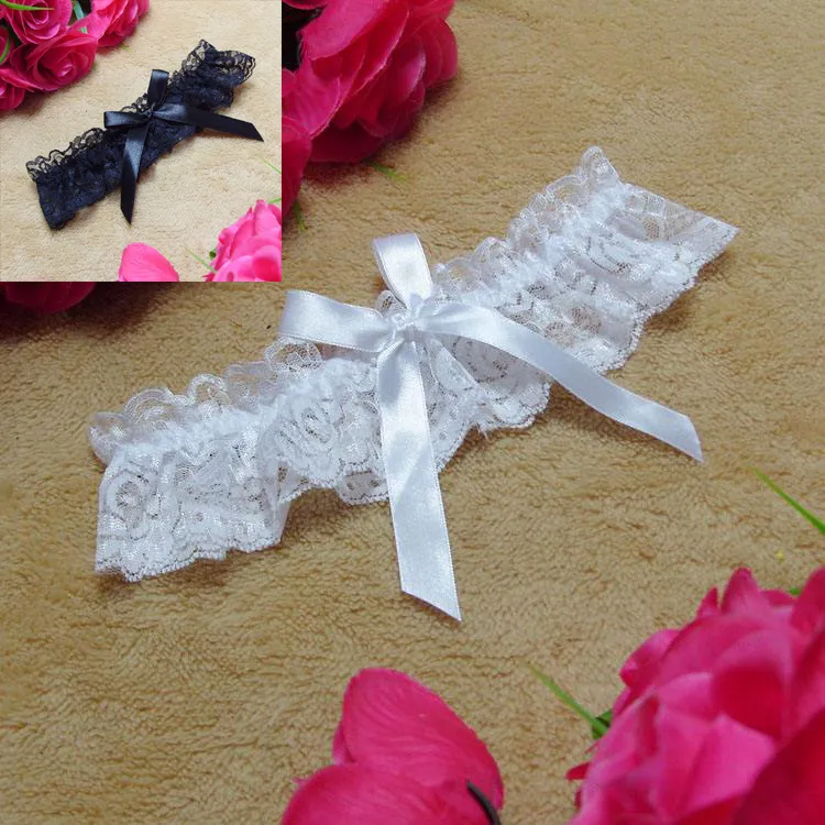 Bridal Garters 2 color sexy Lace Garters bowknot flowers Leg ring Wedding Bridal