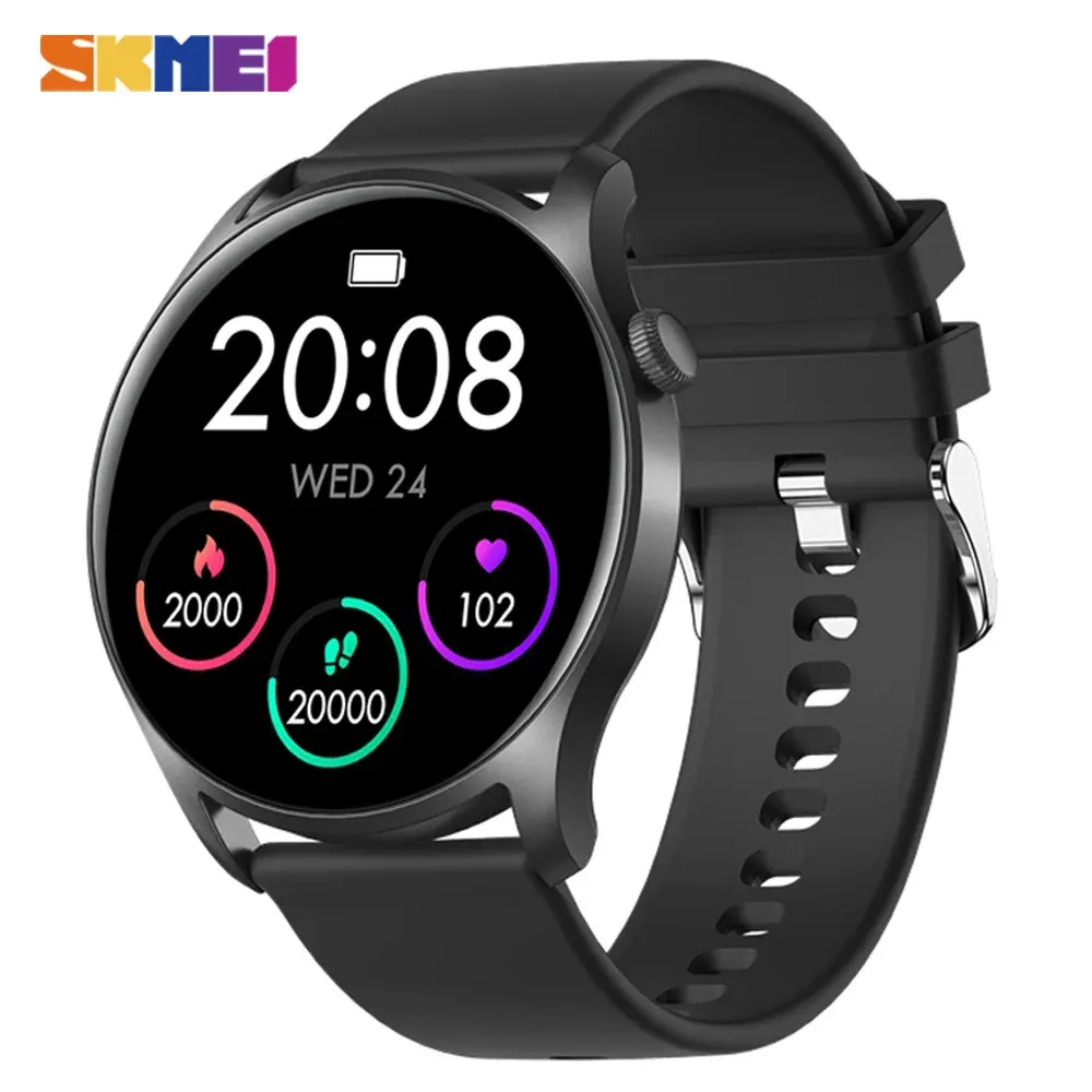 Saatler Skmei 1.3 "IPS Tam Ekran Akıllı Saat Men Fitness Tracker Kalp Hızı Monitör İPhone Xiaomi Huawei Akıllı Telefon