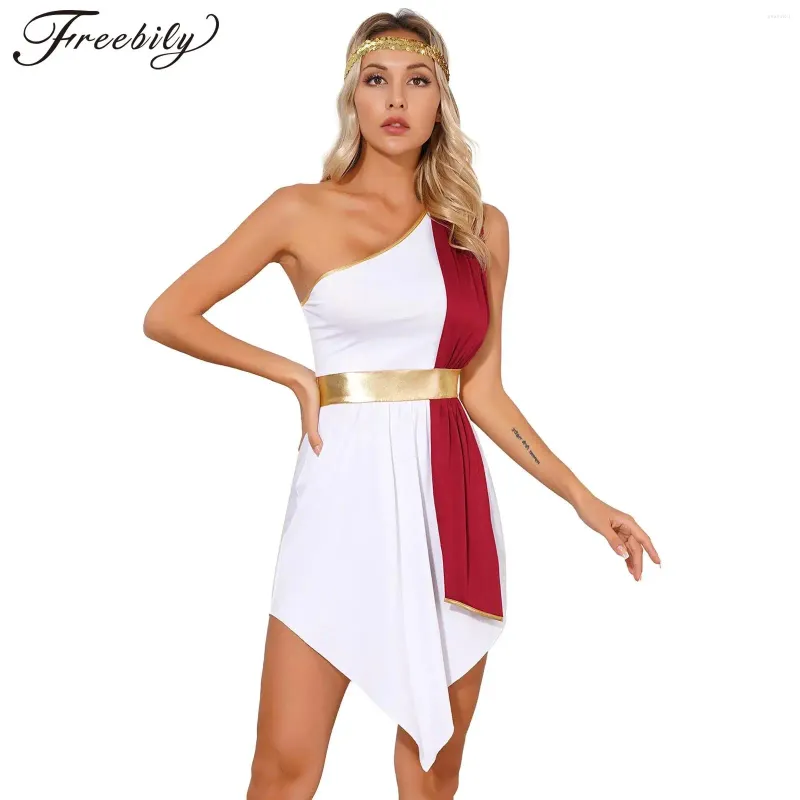 Scena zużycie kobiet starożytny grecki rzymski kostium Kostium Karnawał Mardi Gras Halloween Cosplay Fancy Dress Up Grecian Toga szata