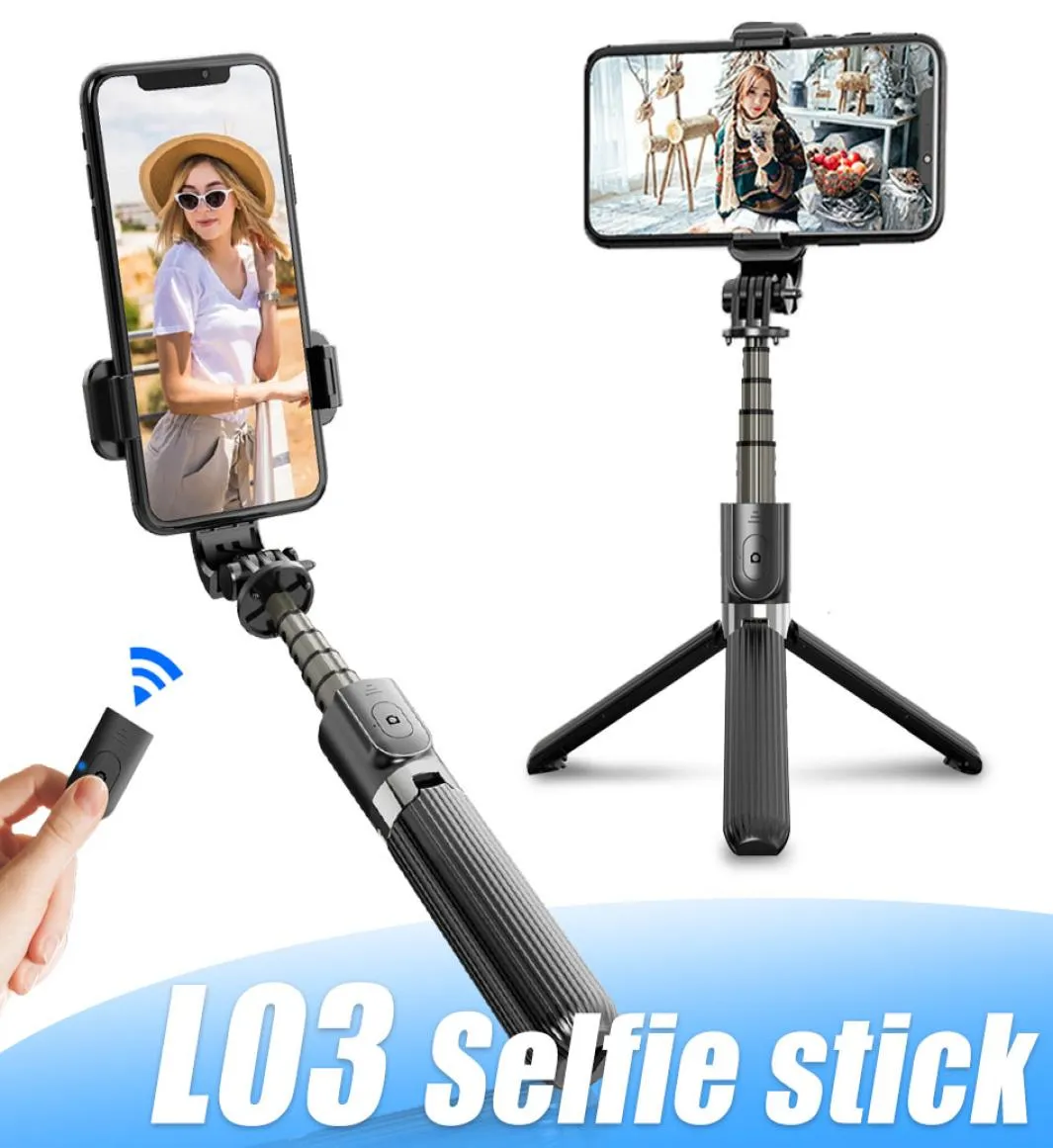 L03 Tripod Aluminum Alloy Selfie Stick Rechargeable Foldable with Bluetooth Remote For Smartphone Camera Devices Holder Have Retai8921255