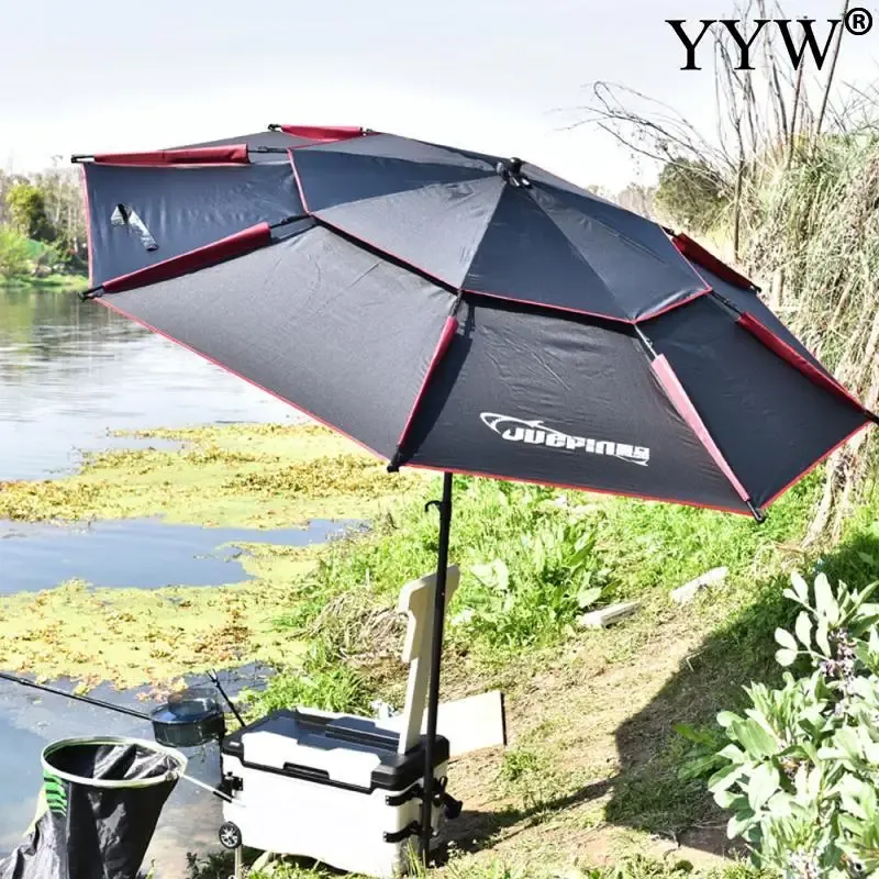 Verktyg 2m2.6m 360 Utomhusstrandcamping Fiske Paraply Fold Sun Protection Anti UV Sunshade Paraply Waterproof Awning Rain Paraply