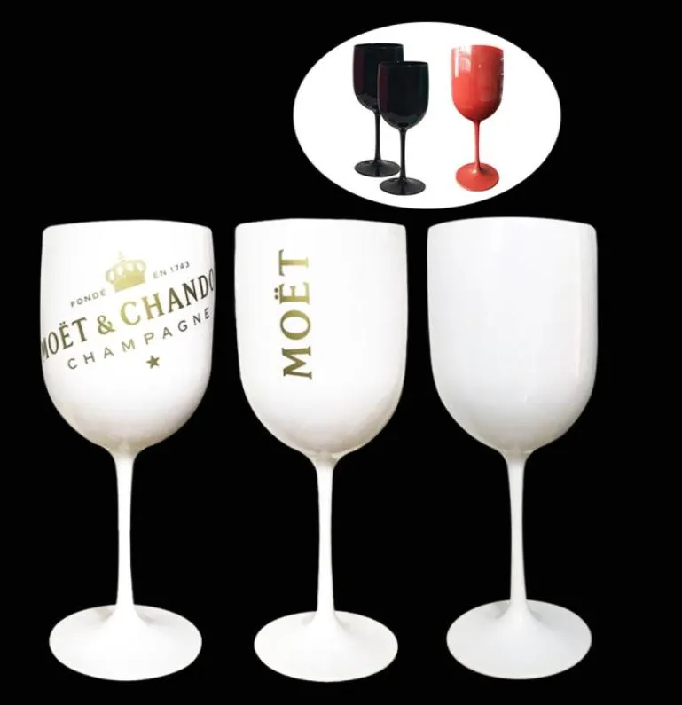 Moet Chandon Buz İmparatorluk Beyaz Akrilik Goblet Cam Klasik Şarap Gözlükleri Ev Bar Partisi Kupası Noel Hediyesi Şampanya Cam LJ4915183