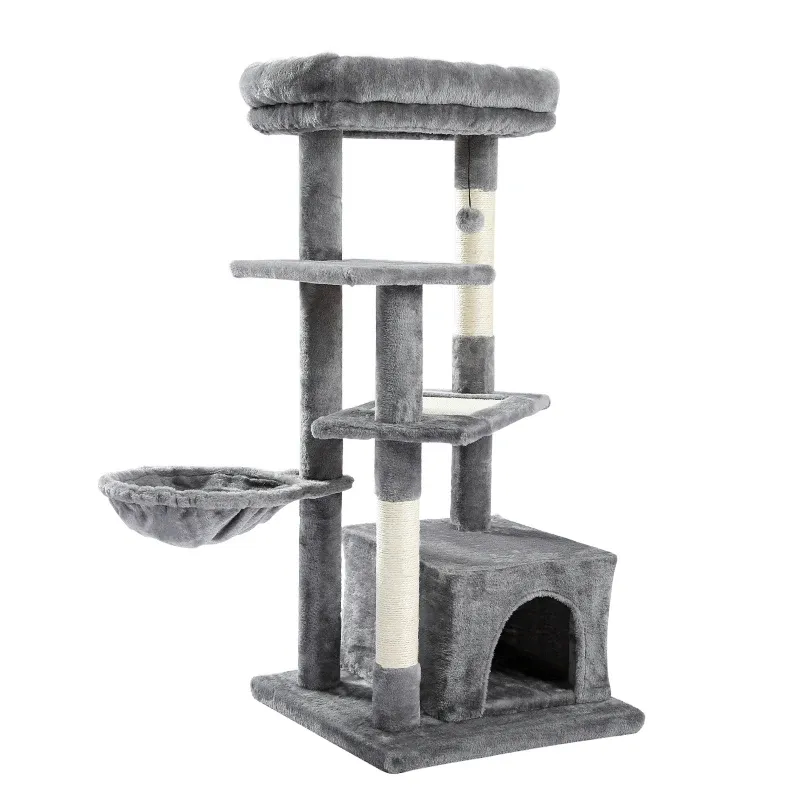 Scratchers Cat Tree Tower Cat Scraper med Hammock Cat Scratcher med Sisal Scratching Post Furniture Climbing Frame Condo Top Soft Perch