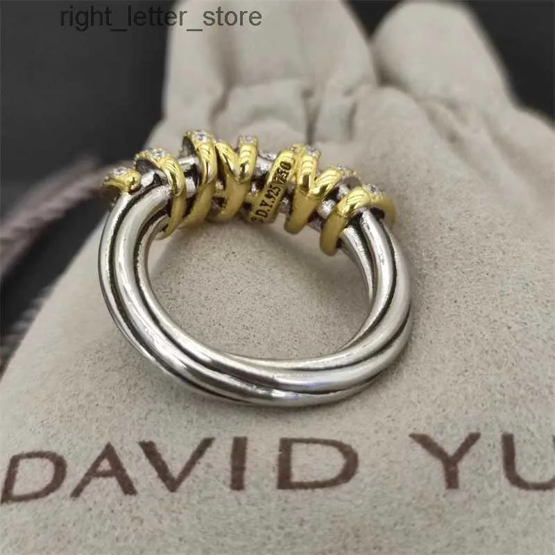リングツイストダイヴィンテージデザイナー女性のための結婚指輪ギフトダイヤモンドシルバーファッション14Kゴールドメッキエンゲージメントラグジュアリーダイリングジュエリー240229