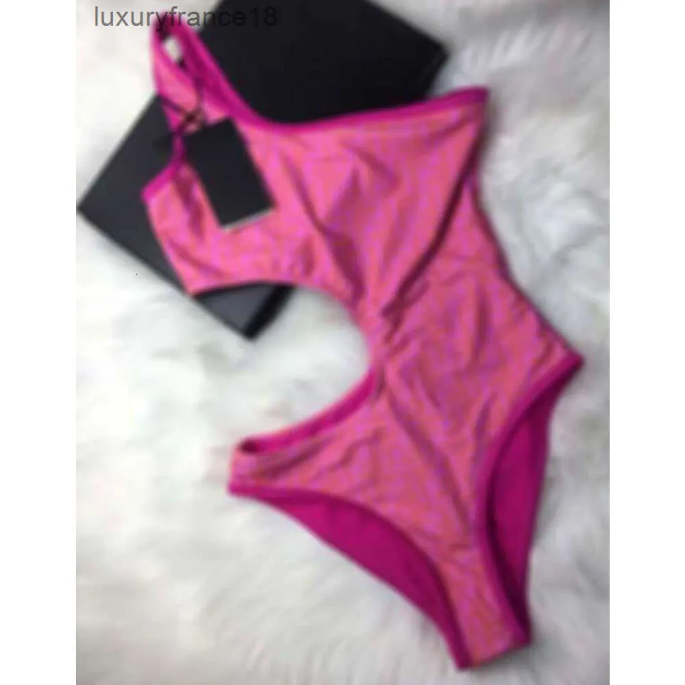 Costume da bagno di design Costume da bagno per donna Hot FUCHSIA Sexy Backless Letter Stampa Triangolo Costume intero Gilet Costume da bagno bikini sexy''gg''8FF1