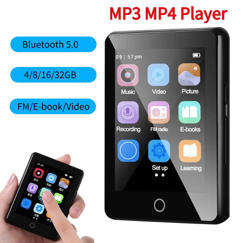 Lecteur MP3 MP4 avec écran tactile de 2.5 pouces, lecteur de musique Portable, 4/8/16/32 go, Bluetooth 5.0, qualité sonore HIFI