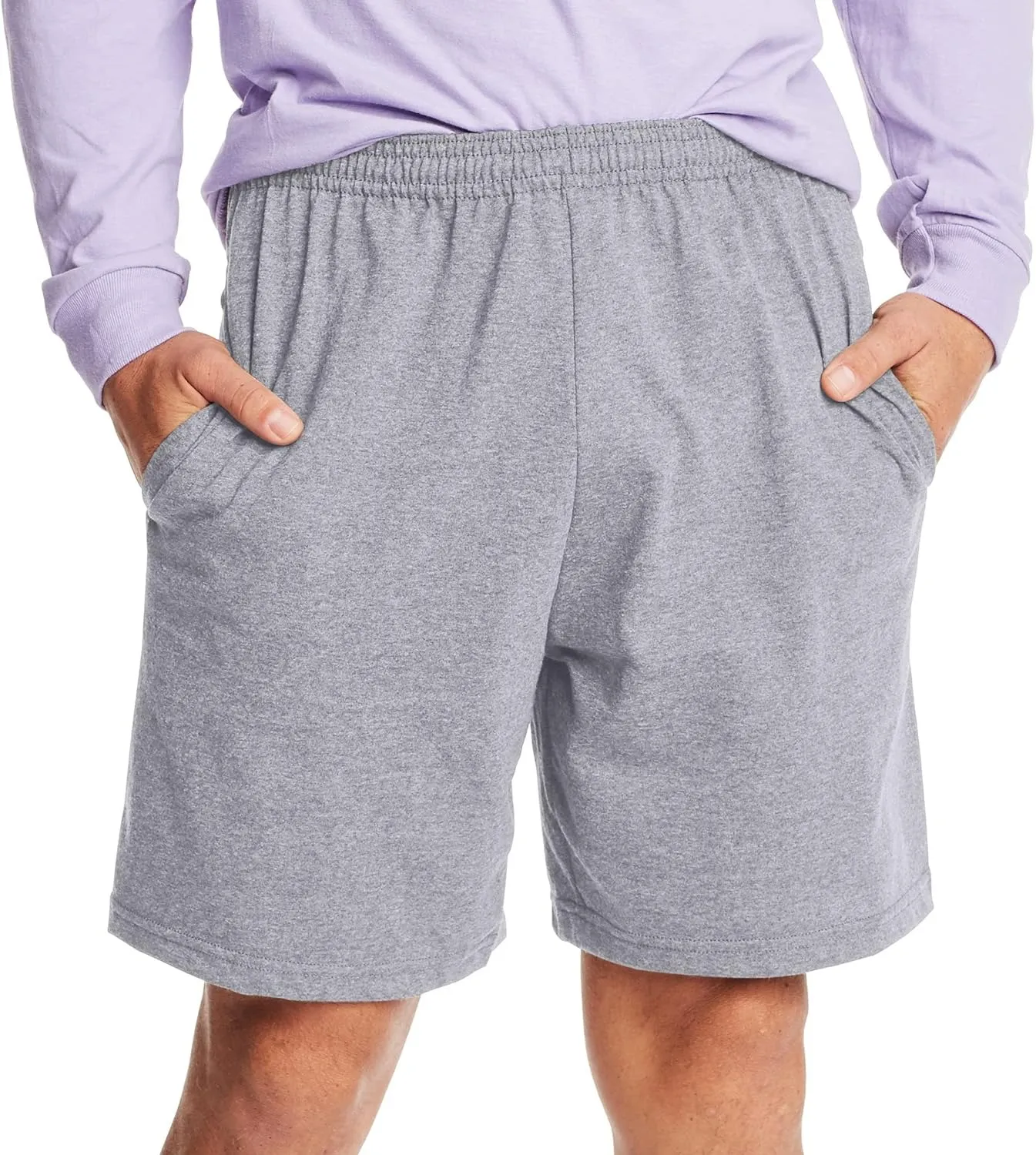 Hanes atletische shorts voor heren, favoriete shorts van katoenjersey, pull-on gebreide shorts met zakken, gebreide gymshorts, 7,5" binnenbeenlengte