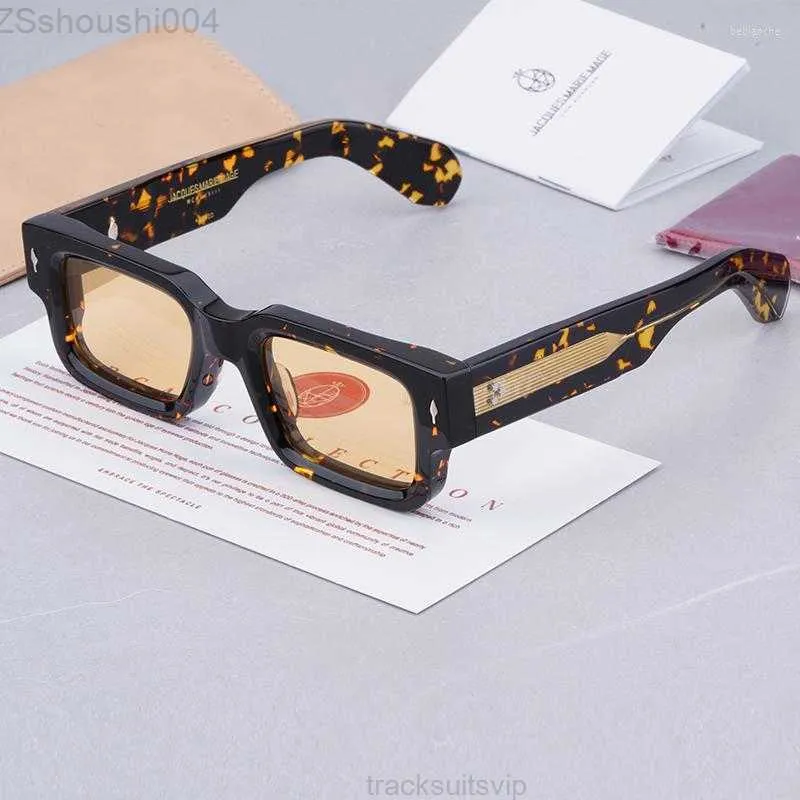 2024 Solglasögon JMM Ascarii Original Men Square Classical Designer Acetate Handgjorda solglasögon glasögon med original 3GXO