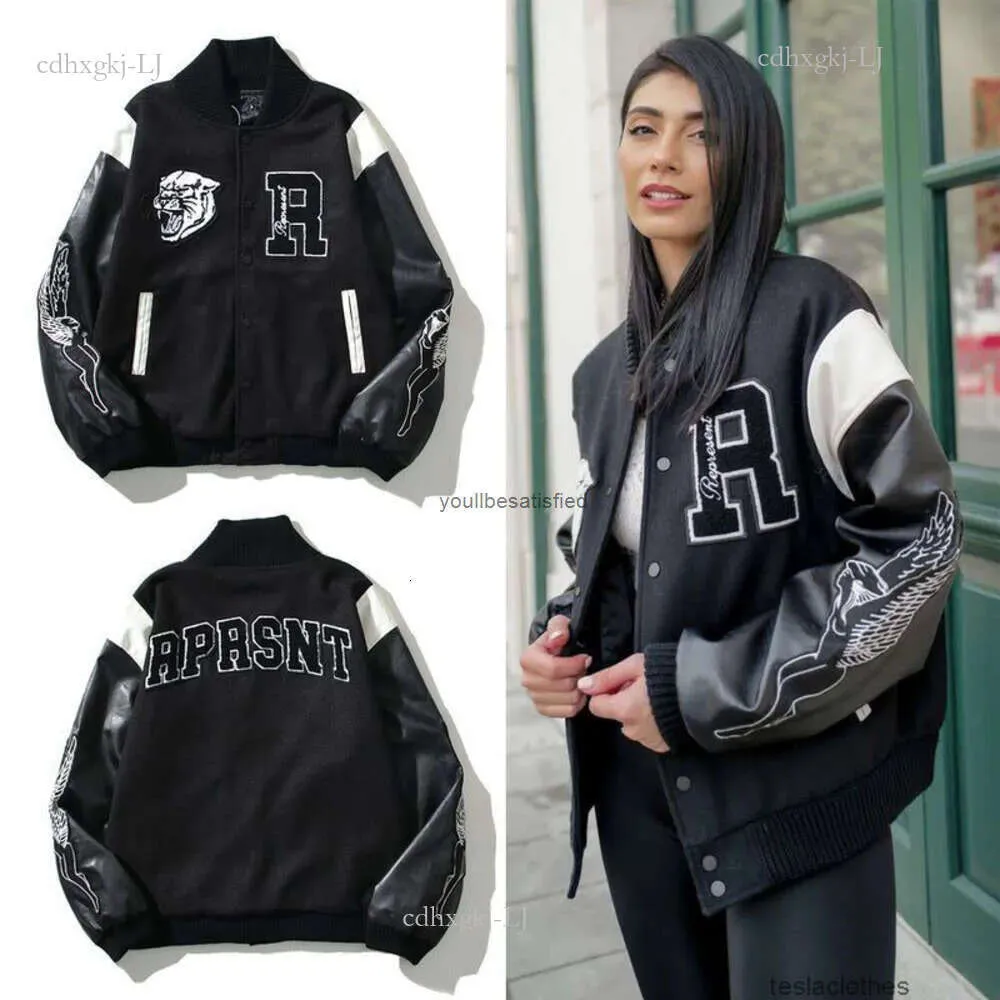 Desiger Mes Jackets Fashio Br Coat Outerwear Cr Represetsclo High Street Fashio Leather Sleeve Pael Letters Embroidered Baseball Jacket Coat Fashio