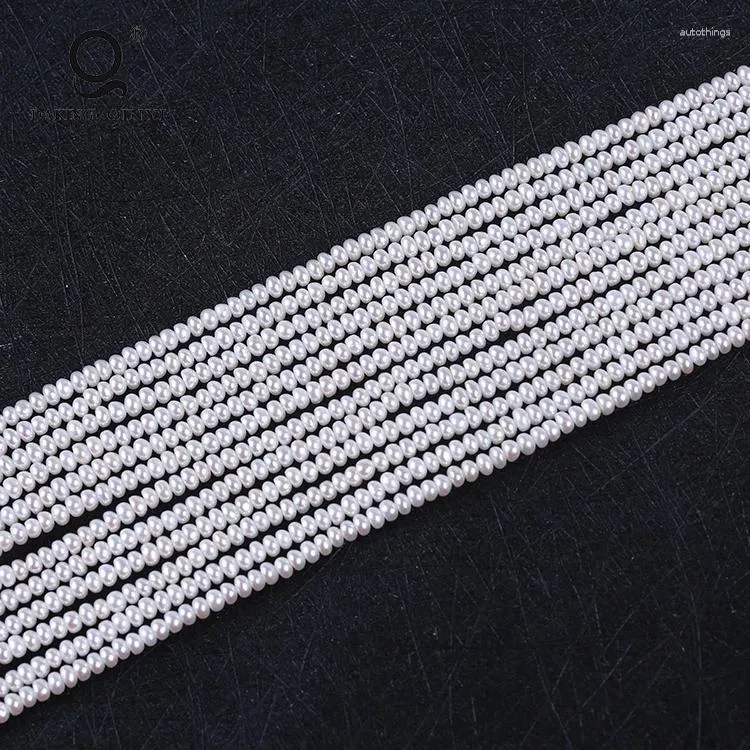 Loose Gemstones Daking Pearl Strands Jewelry 2.5-3mm 16 Inches Cultured Button Natural White Pearls