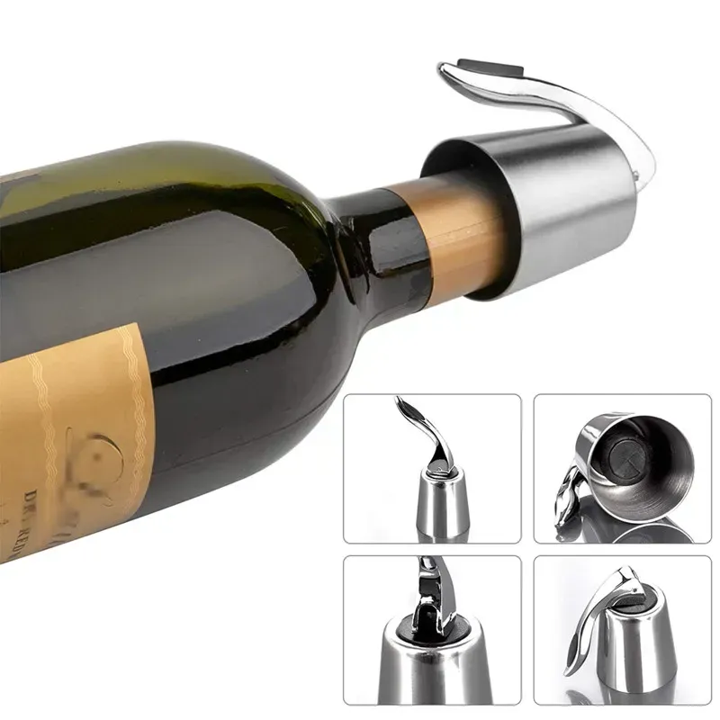 Reusable Wine Bottle Stopper Bar Tools Stainless Steel Vacuum Sealed Wine Saver With Silicone Storage Sealer Preserver Champagne Closures Lids Caps Gift Box 200pcs