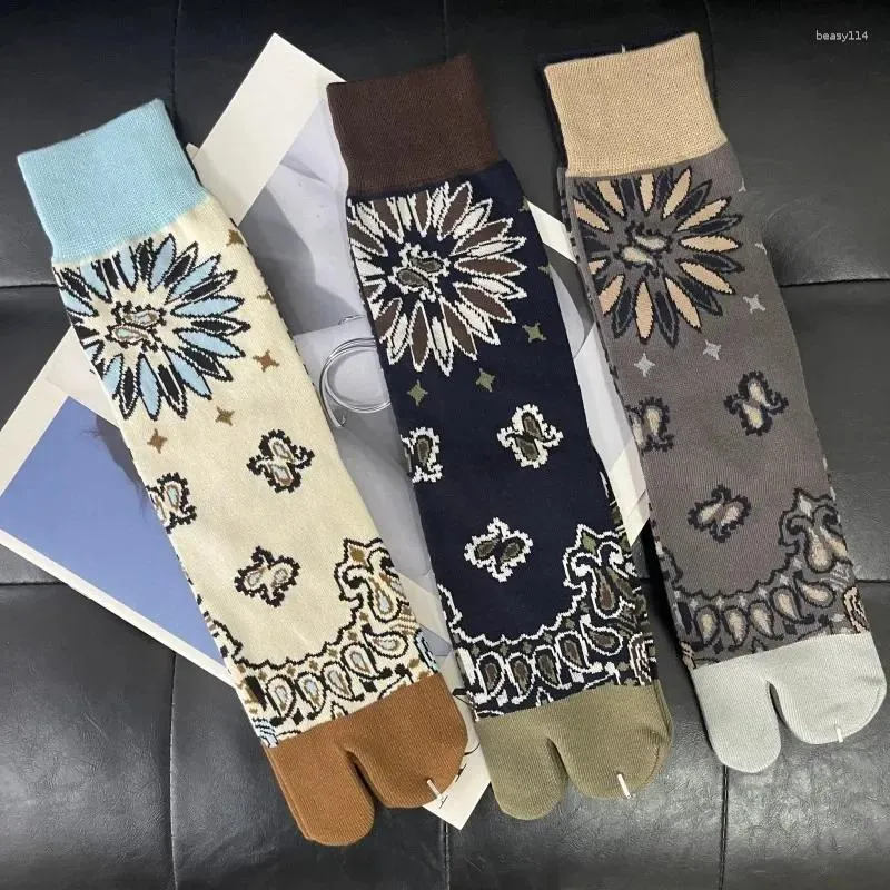 Damensocken, personalisiertes Paisley-Muster, Retro-gekämmte Baumwolle, geteilte Zehenpartie, Frau, Pflanze, Blumenmuster, weiche Zweizehen-japanische Tabi-Sox für Damen