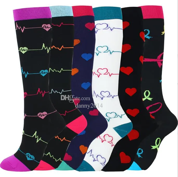 Women Men Compression Socks Nylon Sports Sock 15-20mmHg for Running Hiking Flight Travel Circulation Athletics Socks Long Stockings 40 colors