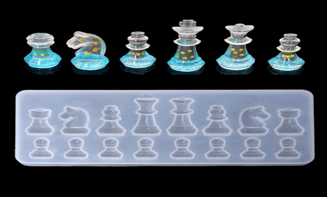 Moule en Silicone en forme d'échecs internationaux, argile pour travaux pratiques, résine époxy UV, moules à pendentif pour bijoux 9658323