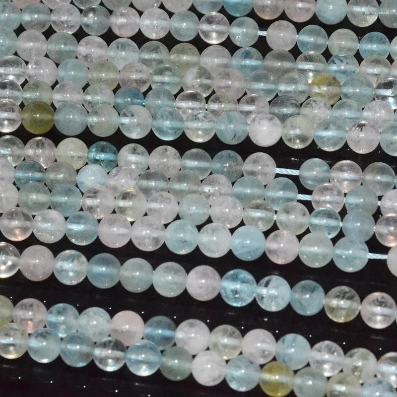 Pietre preziose sciolte, perline rotonde di berillo di colore naturale multiplo da 6 mm