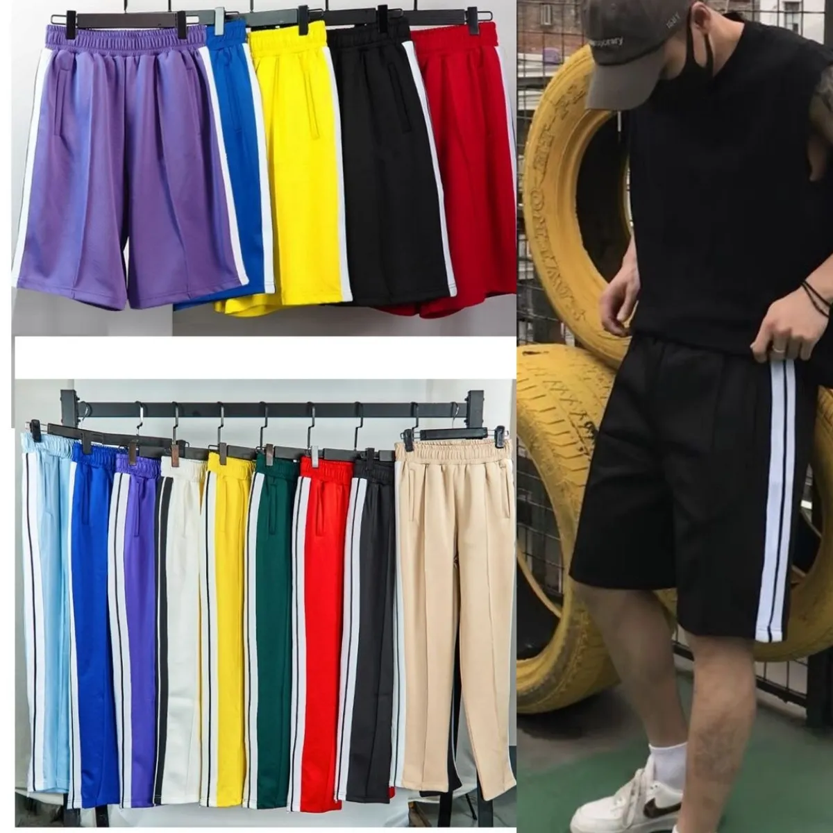 Calça de moletom calça de palmeira shorts homens jogadores jogadores gorgging designer rua hip hop calça de calça masculina e feminina calça masculina shorts