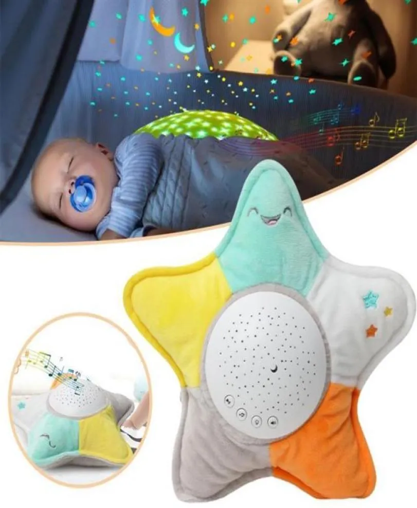 Night Lights Kids Soft Toys Stuffed Sleep Projection Lamps Animal Plush Glowing Music Stars Projector Light Baby Gift7767481