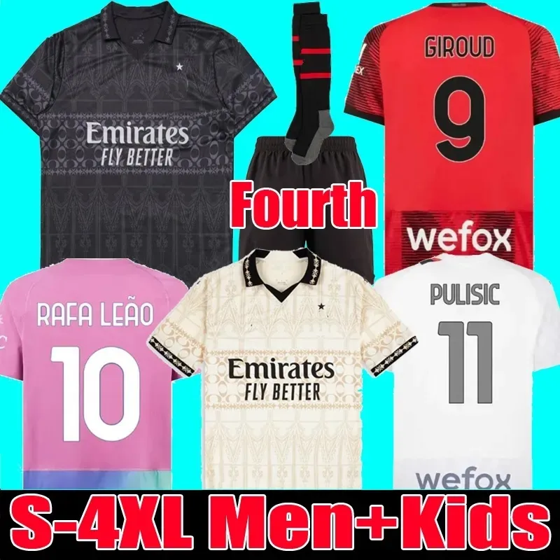 23 24 AC. PULISIC HOME SOCCER JERSEYS Trzecie odejście Milans 2023 2024 Giroud Theo R.Leao Romagnoli Brahim S.castiljo Saelemaekers Czwarta koszula piłkarska 666