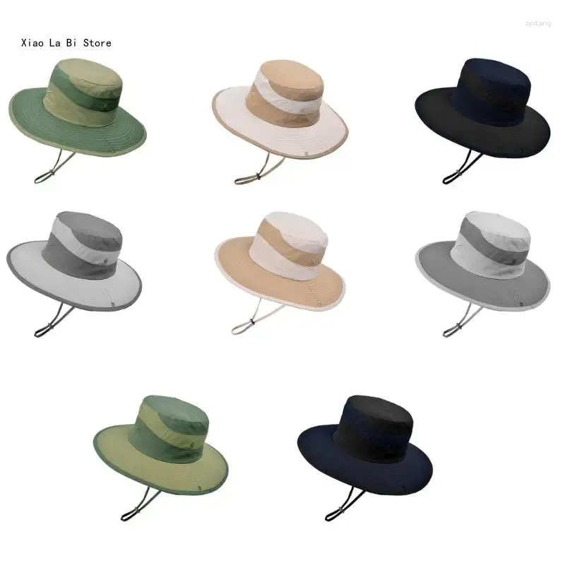 Berets Moisture Wicking Bucket Hat Wide Brims Fishing Dustproof Camping XXFD