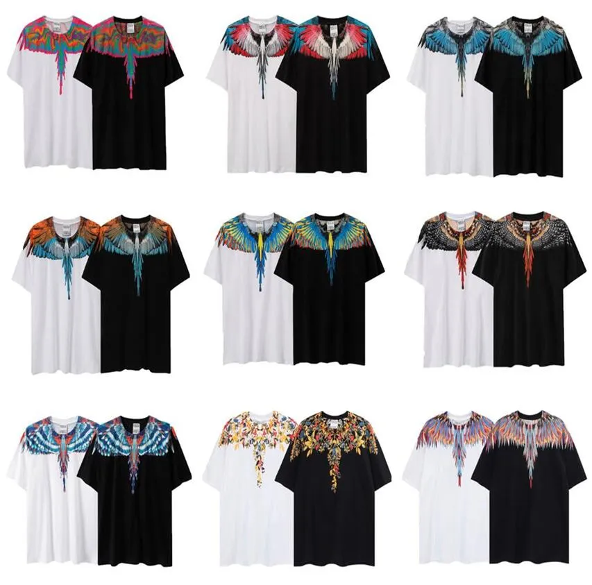 High Quality Br Mb fashion brand color black and white snake water drop cracks wing feathers men and women lovers wear Hip-hop short-sleeved T-shirt