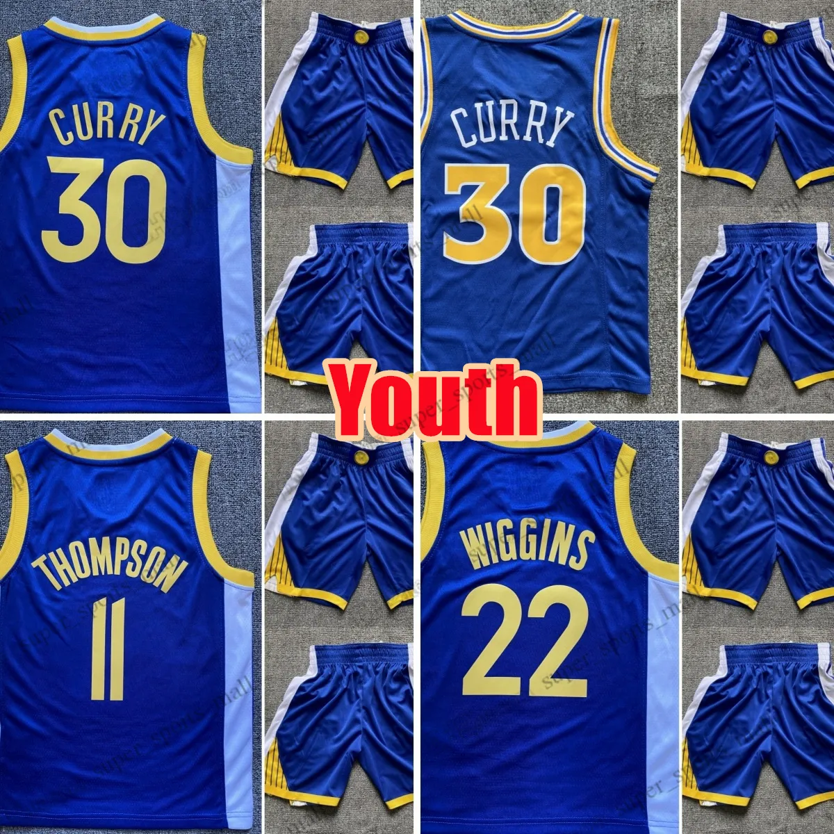 Jugend bedruckte goldene Basketballshorts State's Warriors's 2024 City 30 Stephen 11 Klay Curry Thompson Andrew Wiggins Swingman Pants Edition Performance