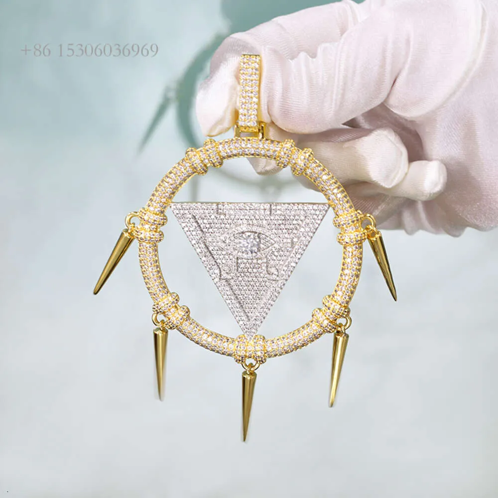 Personlighetstrend Hip Hop Men's Sterling Sier Gold Plated Set VVS Moissanite Diamond Custom Jewelry Pendant