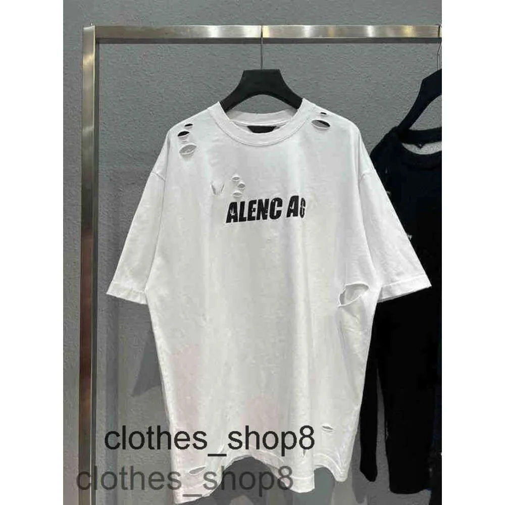 T-shirts Balenciga Men's t Version Fashion Art Hole T-shirt Custom Weaving and Dyeing H-made Trend Women's DJEH